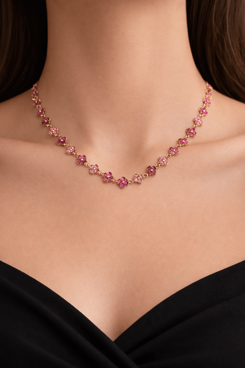 TOTAL GLAM NECKLACE PINK best gold plated tarnish and water resistant piece by Irish Jewellery brand - Lynott Jewellery