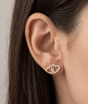 INFINITY HEART STUD EARRING best gold plated tarnish and water resistant piece by Irish Jewellery brand - Lynott Jewellery