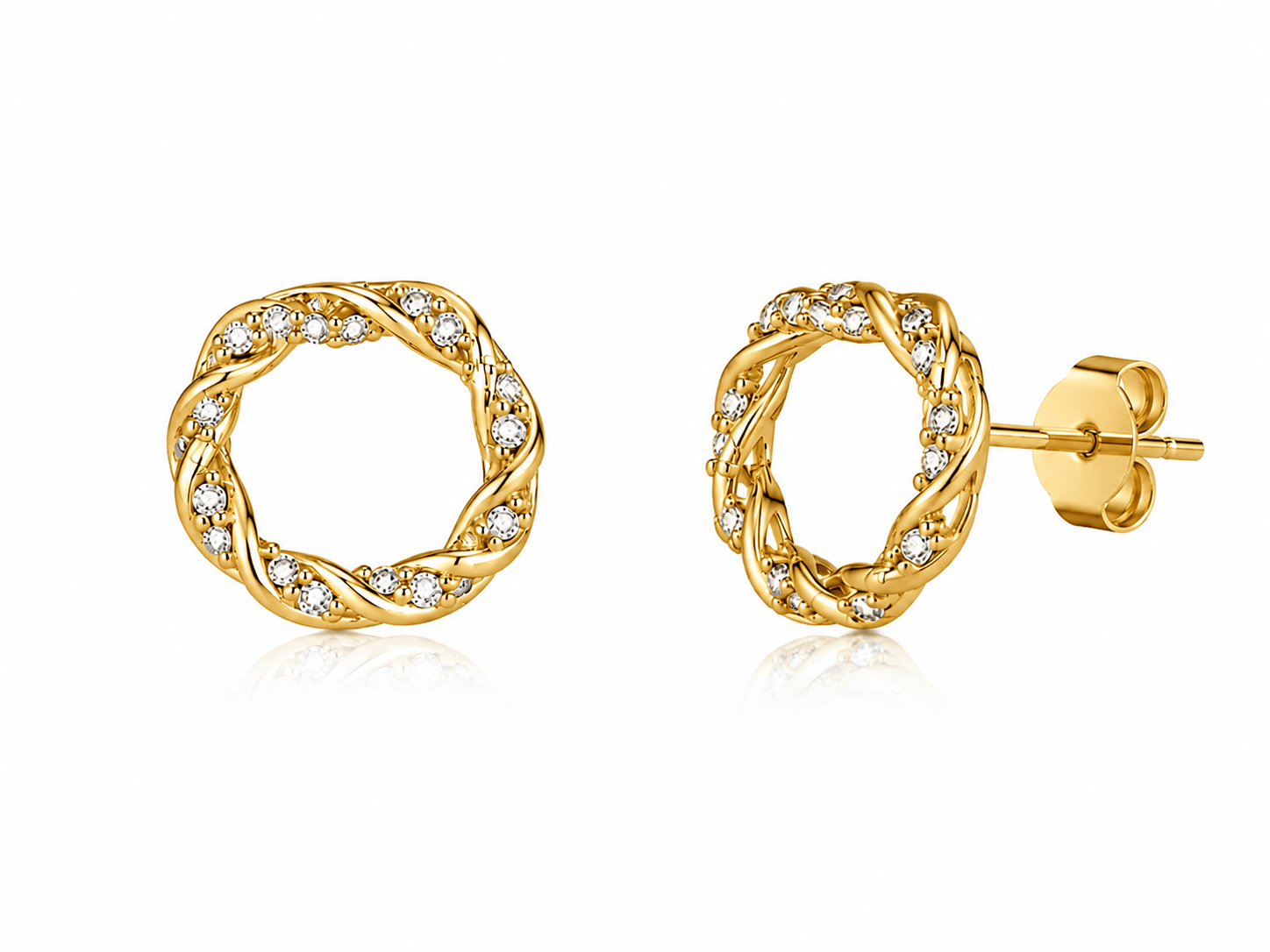 SHIMMERING INTERLINKING CIRCLE STUD EARRING best gold plated tarnish and water resistant piece by Irish Jewellery brand - Lynott Jewellery