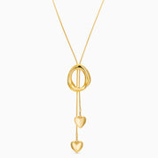 DROP DOWN CHAIN HEART AND CIRCLE NECKLACE best gold plated tarnish and water resistant piece by Irish Jewellery brand - Lynott Jewellery