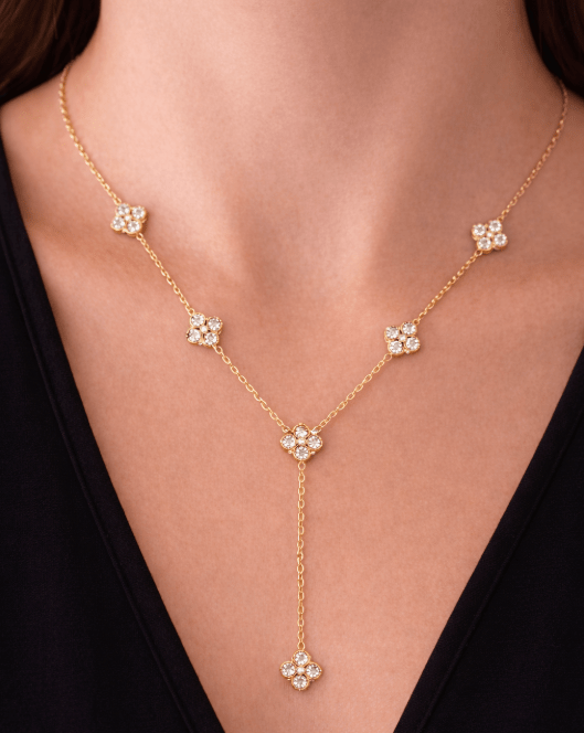 TOTAL GLAM DROP DOWN NECKLACE best gold plated tarnish and water resistant piece by Irish Jewellery brand - Lynott Jewellery