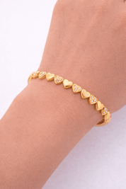 CONNECTED HEARTS BANGLE best gold plated tarnish and water resistant piece by Irish Jewellery brand - Lynott Jewellery