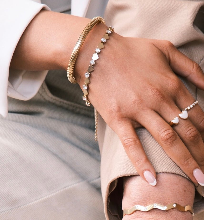 CONNECTED HEARTS BRACELET best gold plated tarnish and water resistant piece by Irish Jewellery brand - Lynott Jewellery