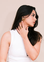 HEART CHUNKY STUD EARRINGS best gold plated tarnish and water resistant piece by Irish Jewellery brand - Lynott Jewellery