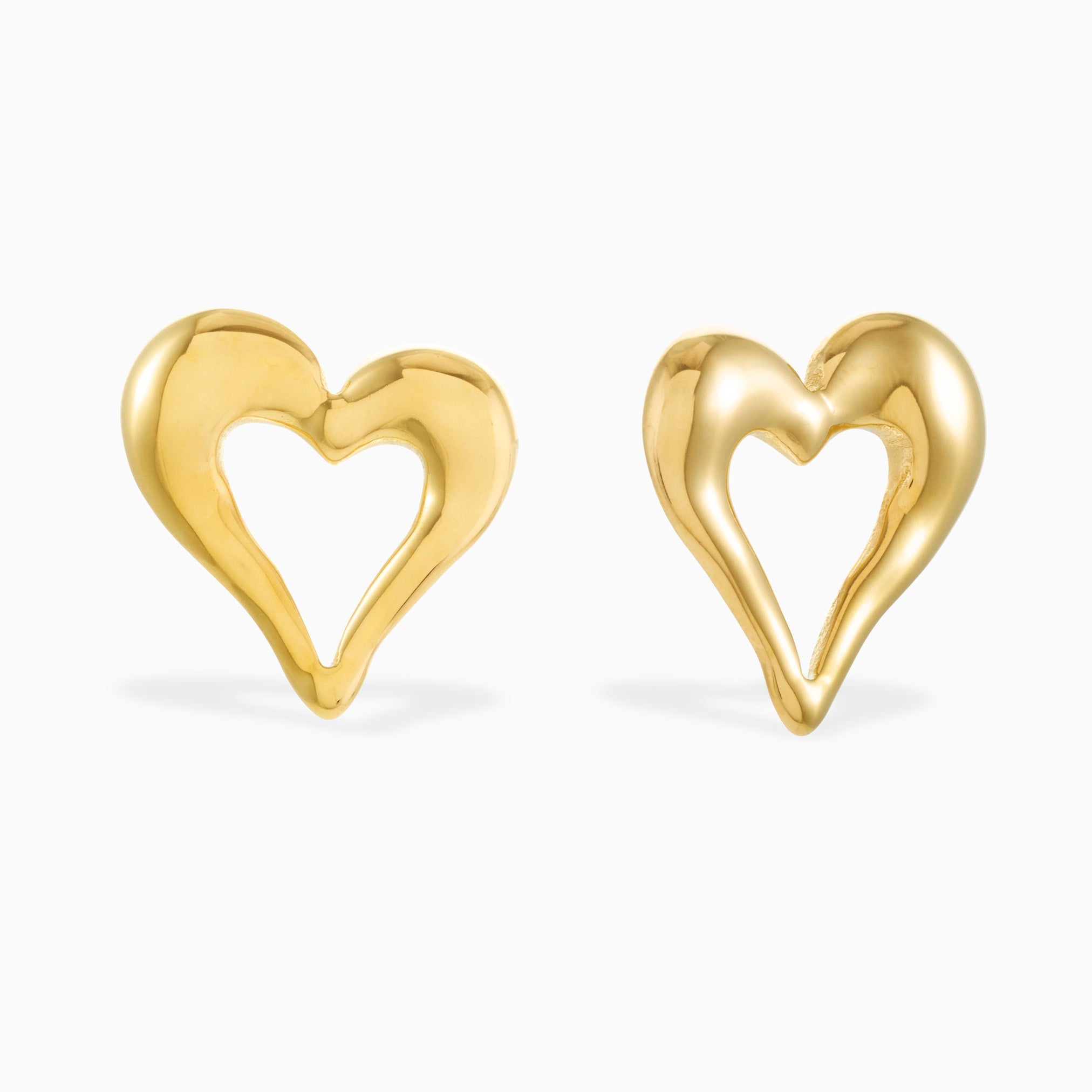 HEART CHUNKY STUD EARRINGS best gold plated tarnish and water resistant piece by Irish Jewellery brand - Lynott Jewellery
