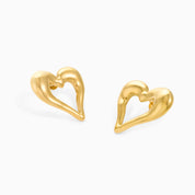 HEART CHUNKY STUD EARRINGS best gold plated tarnish and water resistant piece by Irish Jewellery brand - Lynott Jewellery