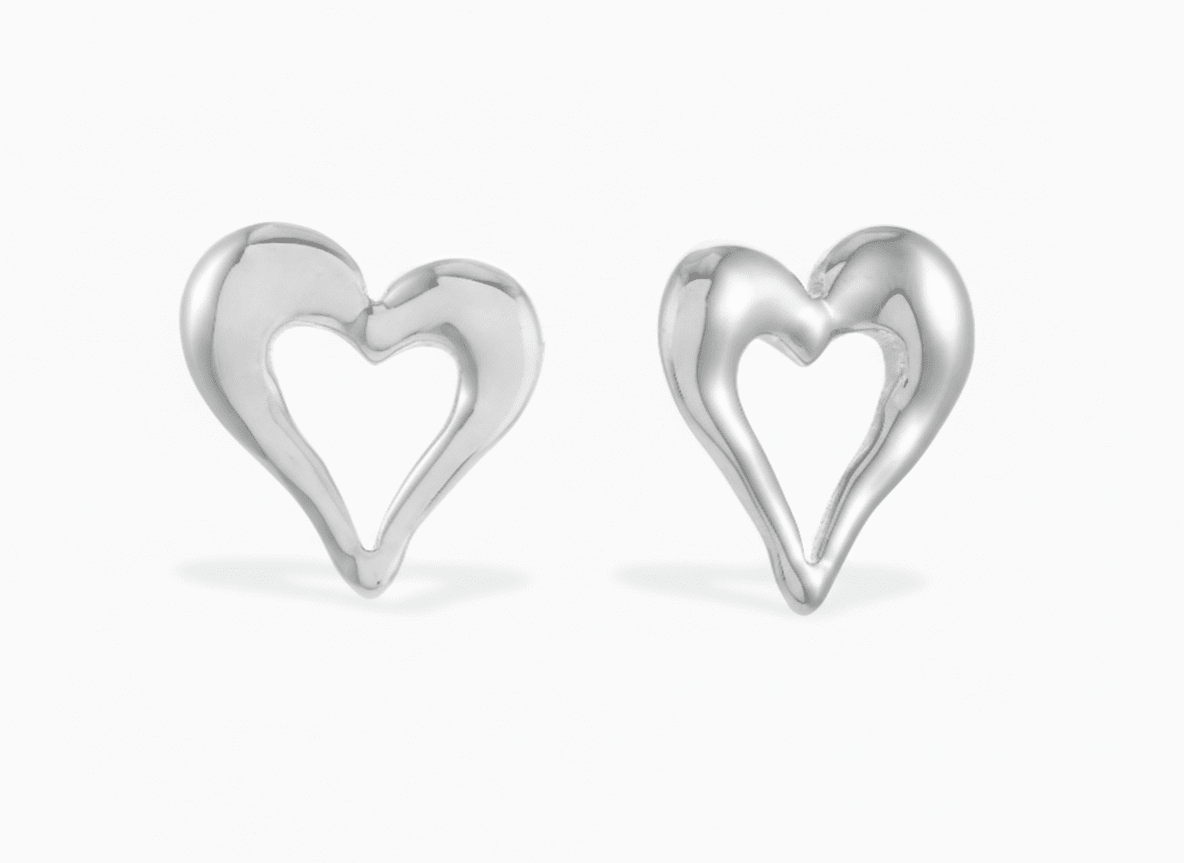 HEART CHUNKY STUD EARRINGS best gold plated tarnish and water resistant piece by Irish Jewellery brand - Lynott Jewellery