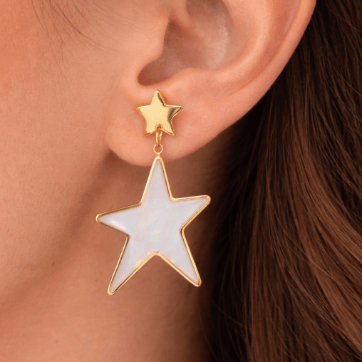 STARSTRUCK ENAMEL DROP DOWN EARRING best gold plated tarnish and water resistant piece by Irish Jewellery brand - Lynott Jewellery