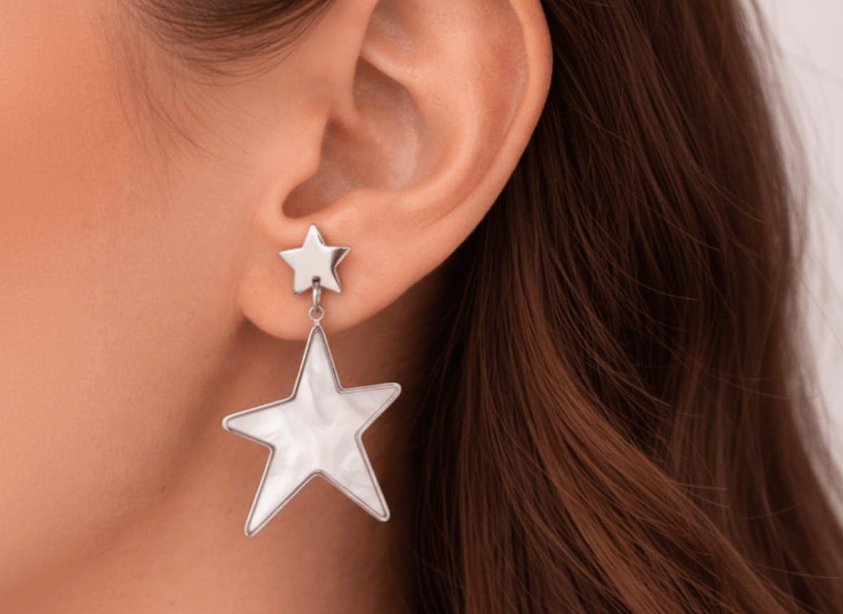 STARSTRUCK ENAMEL DROP DOWN EARRING best gold plated tarnish and water resistant piece by Irish Jewellery brand - Lynott Jewellery