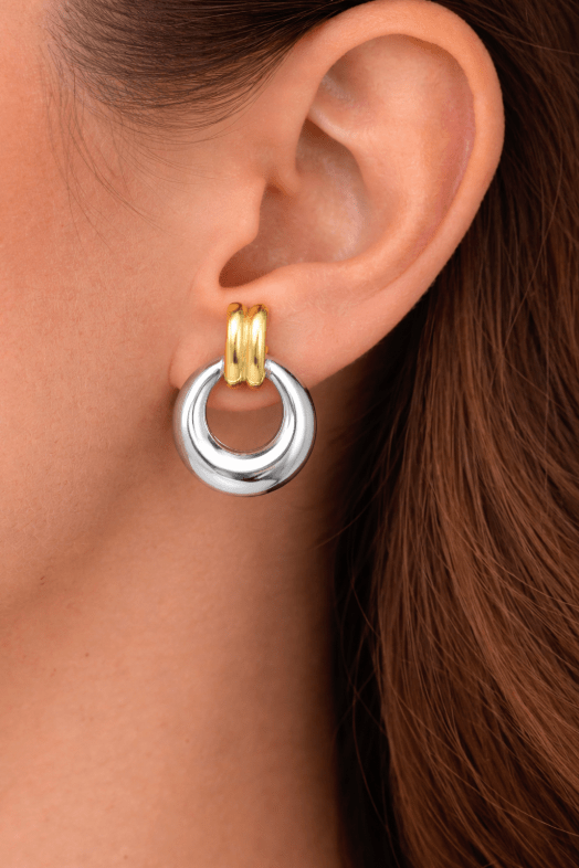 MIX METAL VINTAGE ROUND HOOP best gold plated tarnish and water resistant piece by Irish Jewellery brand - Lynott Jewellery