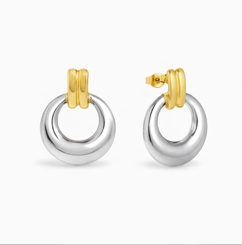 MIX METAL VINTAGE ROUND HOOP best gold plated tarnish and water resistant piece by Irish Jewellery brand - Lynott Jewellery