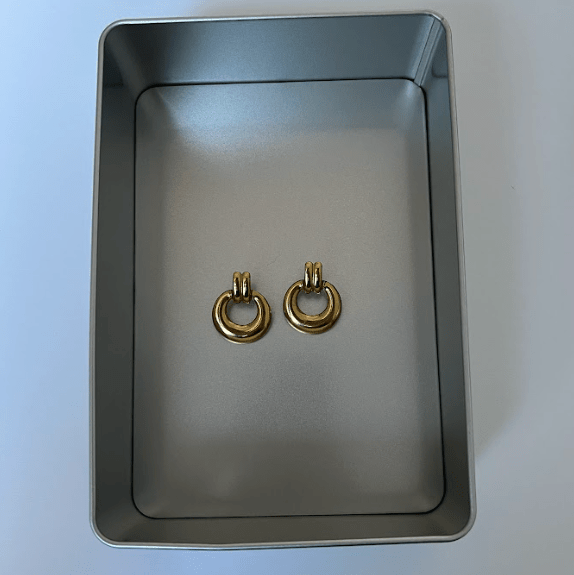 GOLD VINTAGE ROUND HOOP best gold plated tarnish and water resistant piece by Irish Jewellery brand - Lynott Jewellery