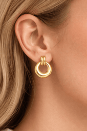 GOLD VINTAGE ROUND HOOP best gold plated tarnish and water resistant piece by Irish Jewellery brand - Lynott Jewellery