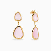 PASTEL PINK 2 STONE EARRINGS best gold plated tarnish and water resistant piece by Irish Jewellery brand - Lynott Jewellery