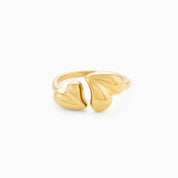 TWO HEART ADJUSTABLE RING best gold plated tarnish and water resistant piece by Irish Jewellery brand - Lynott Jewellery