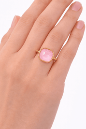 PASTEL PINK BABY ADJUSTABLE RING best gold plated tarnish and water resistant piece by Irish Jewellery brand - Lynott Jewellery