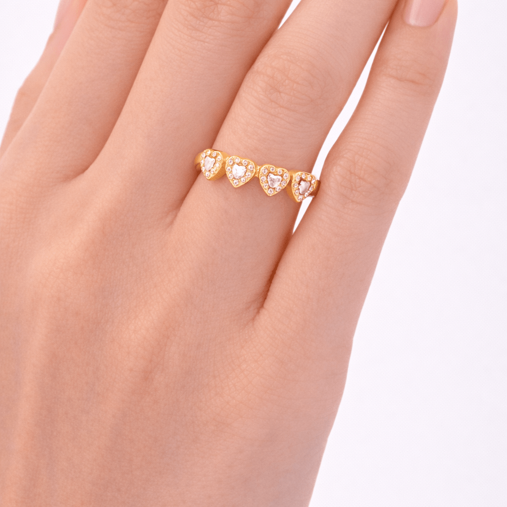 WOVEN HEARTS ADJUSTABLE RING best gold plated tarnish and water resistant piece by Irish Jewellery brand - Lynott Jewellery