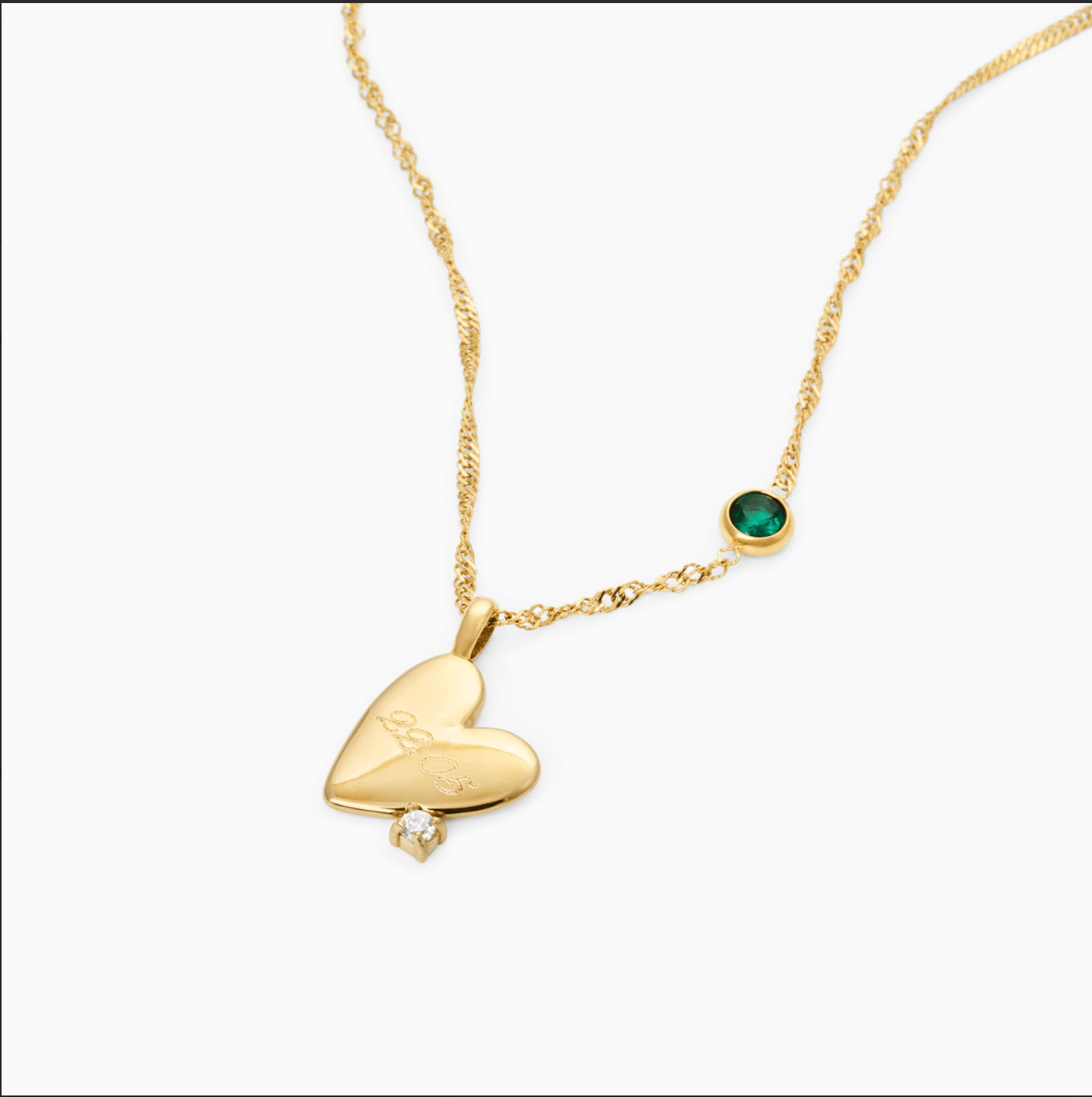 RACHEL GORRY YOUR KEEPSAKE BIRTHSTONE ENGRAVEABLE NECKLACE best gold plated tarnish and water resistant piece by Irish Jewellery brand - Lynott Jewellery