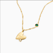 RACHEL GORRY YOUR KEEPSAKE BIRTHSTONE ENGRAVEABLE NECKLACE best gold plated tarnish and water resistant piece by Irish Jewellery brand - Lynott Jewellery