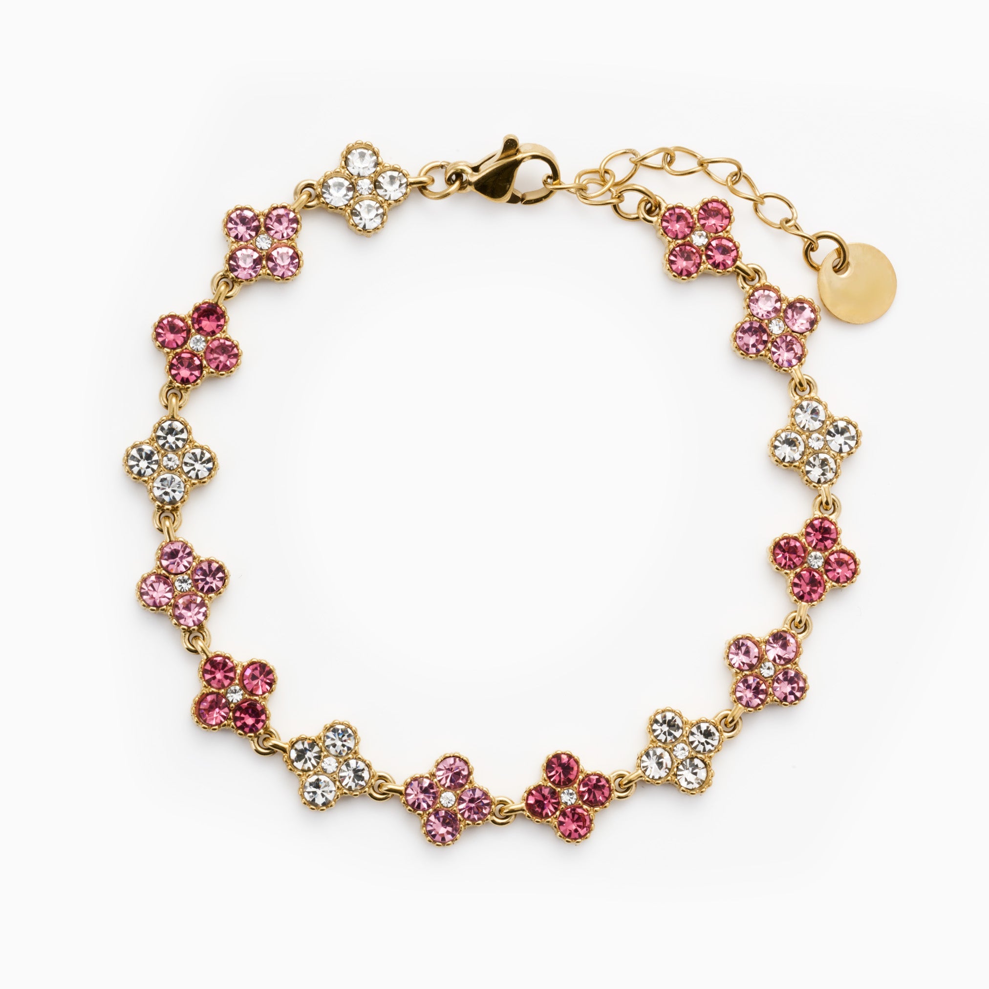 TOTAL GLAM CRYSTAL PINK BRACELET best gold plated tarnish and water resistant piece by Irish Jewellery brand - Lynott Jewellery