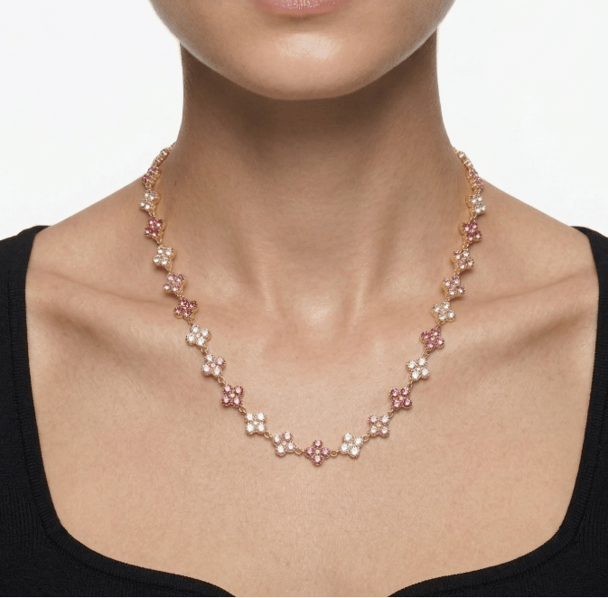 TOTAL GLAM CRYSTAL PINK NECKLACE best gold plated tarnish and water resistant piece by Irish Jewellery brand - Lynott Jewellery