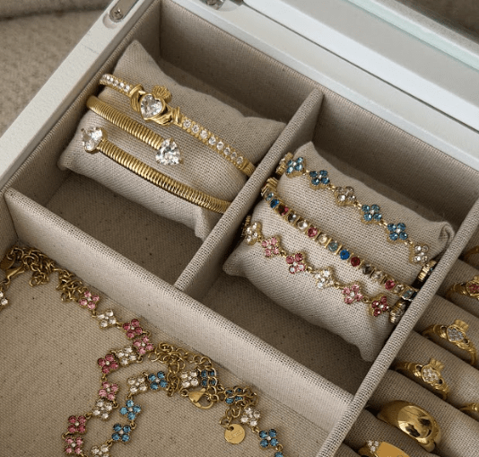 TOTAL GLAM BLUE BRACELET best gold plated tarnish and water resistant piece by Irish Jewellery brand - Lynott Jewellery