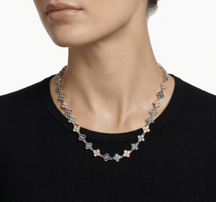 TOTAL GLAM BLUE NECKLACE best gold plated tarnish and water resistant piece by Irish Jewellery brand - Lynott Jewellery