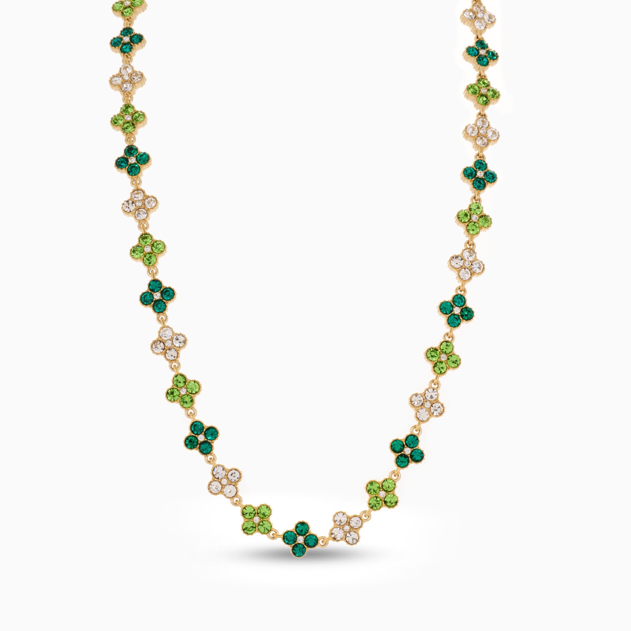 TOTAL GLAM LIGHT GREEN NECKLACE best gold plated tarnish and water resistant piece by Irish Jewellery brand - Lynott Jewellery