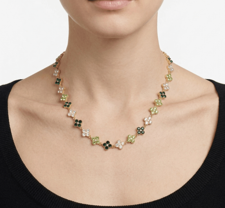 TOTAL GLAM DARK GREEN NECKLACE best gold plated tarnish and water resistant piece by Irish Jewellery brand - Lynott Jewellery