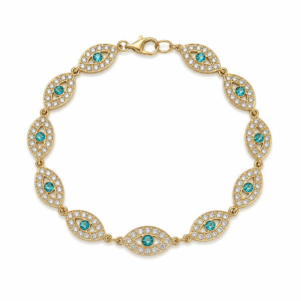 RHODES EVIL EYE BRACELET best gold plated tarnish and water resistant piece by Irish Jewellery brand - Lynott Jewellery