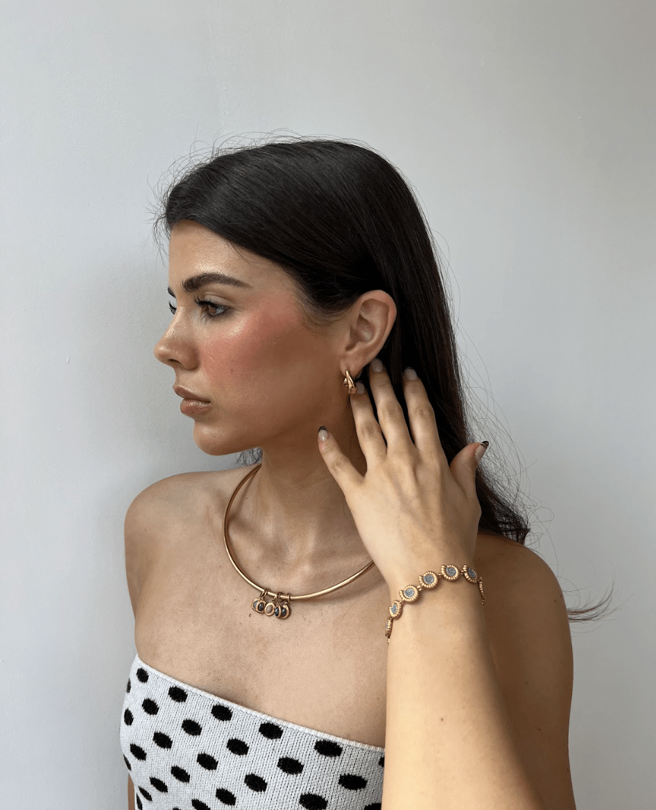 LAGOON SMALL CHUNKY HOOPS best gold plated tarnish and water resistant piece by Irish Jewellery brand - Lynott Jewellery
