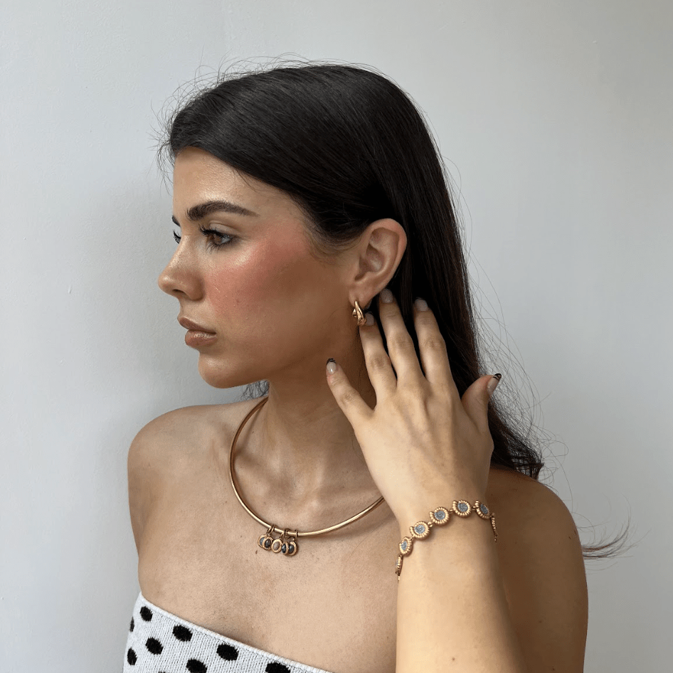 LAGOON SMALL CHUNKY HOOPS best gold plated tarnish and water resistant piece by Irish Jewellery brand - Lynott Jewellery