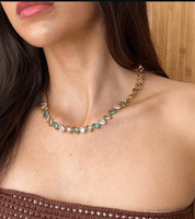 BALI GREEN GEM NECKLACE best gold plated tarnish and water resistant piece by Irish Jewellery brand - Lynott Jewellery