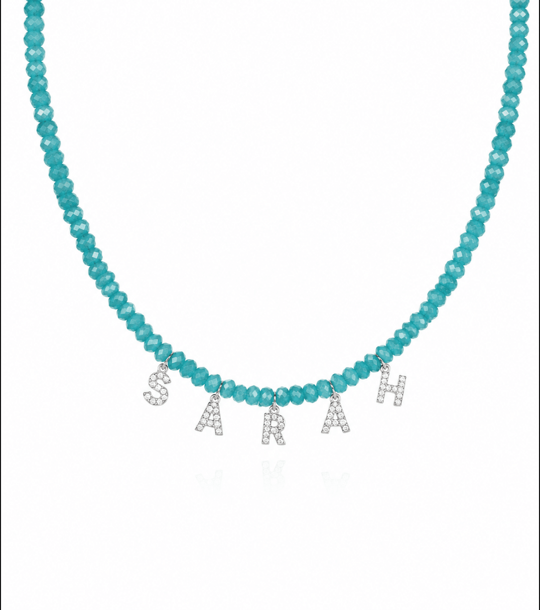 PERSONALISED COLOUR NAME NECKLACE best gold plated tarnish and water resistant piece by Irish Jewellery brand - Lynott Jewellery
