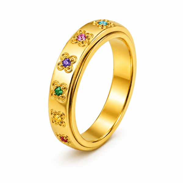 LUCKY SPINNING RING best gold plated tarnish and water resistant piece by Irish Jewellery brand - Lynott Jewellery