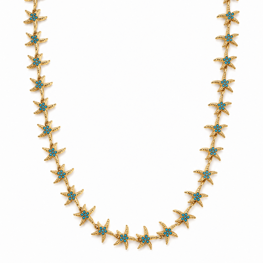 SEASIDE STAR NECKLACE best gold plated tarnish and water resistant piece by Irish Jewellery brand - Lynott Jewellery