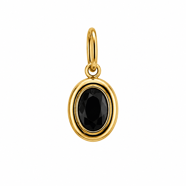 ORBIT BLACK CHARM best gold plated tarnish and water resistant piece by Irish Jewellery brand - Lynott Jewellery