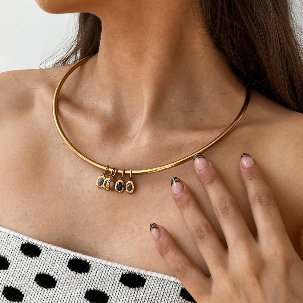 ORBIT BLACK CHARM best gold plated tarnish and water resistant piece by Irish Jewellery brand - Lynott Jewellery