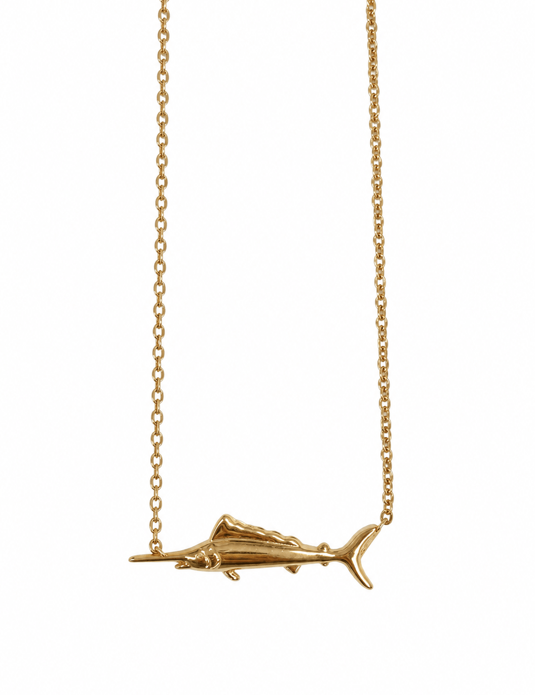 WILD TIDE SWORDFISH NECKLACE best gold plated tarnish and water resistant piece by Irish Jewellery brand - Lynott Jewellery