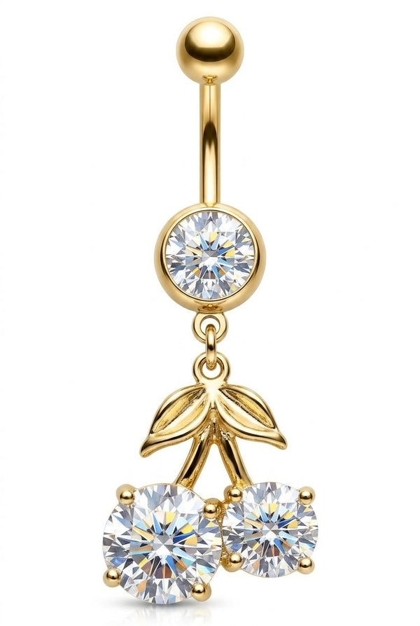 CHERRY BOMB BELLY BUTTON PIERCING best gold plated tarnish and water resistant piece by Irish Jewellery brand - Lynott Jewellery
