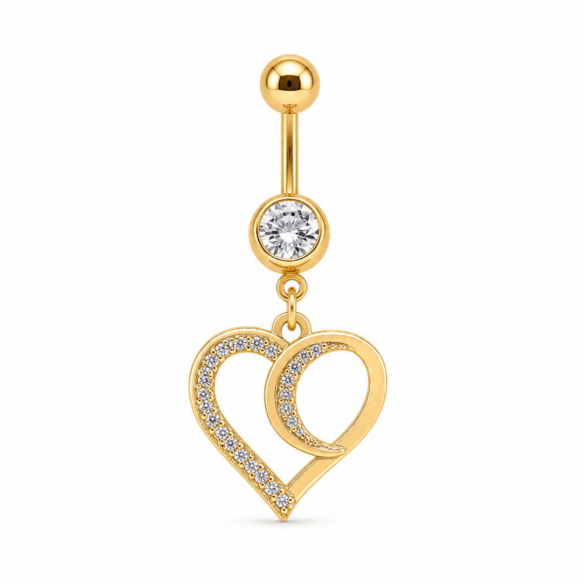 HEARTTHROB BELLY BUTTON PIERCING best gold plated tarnish and water resistant piece by Irish Jewellery brand - Lynott Jewellery