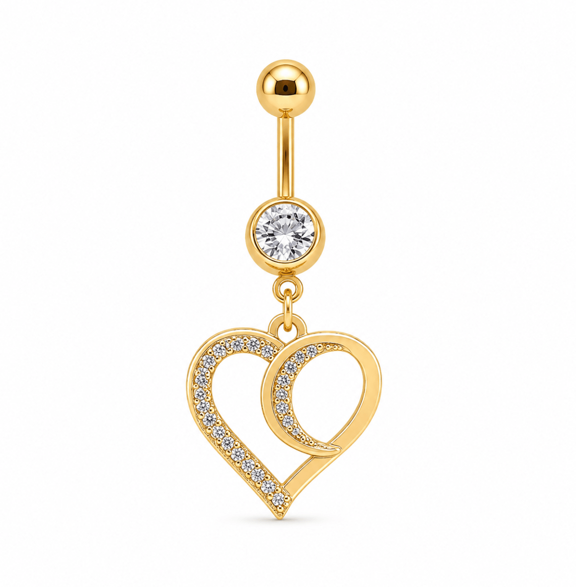 HEARTTHROB BELLY BUTTON PIERCING best gold plated tarnish and water resistant piece by Irish Jewellery brand - Lynott Jewellery