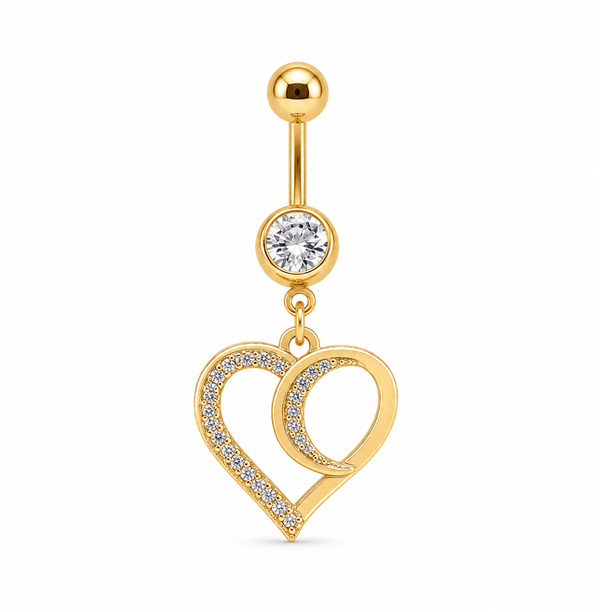 HEARTTHROB BELLY BUTTON PIERCING best gold plated tarnish and water resistant piece by Irish Jewellery brand - Lynott Jewellery