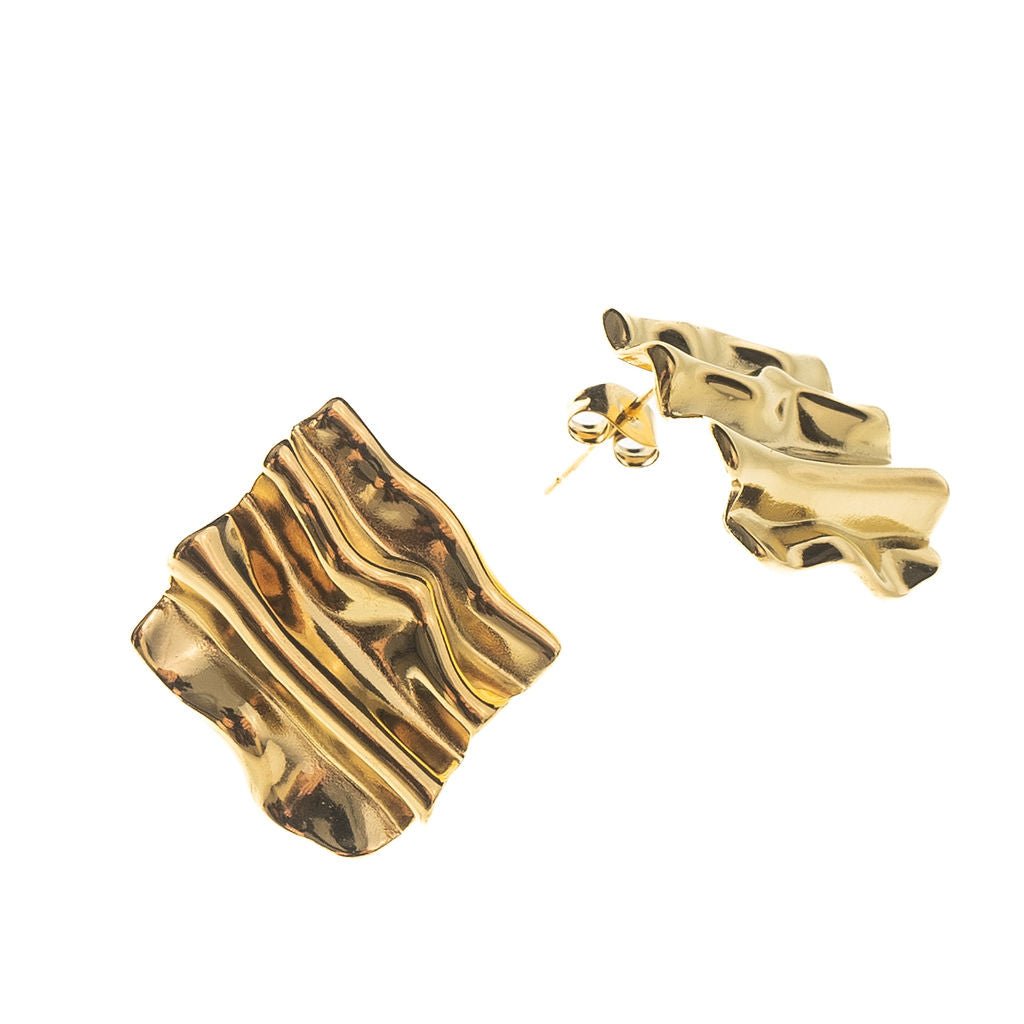 TREASURED STATEMENT SQUARE EARRING best gold plated tarnish and water resistant piece by Irish Jewellery brand - Lynott Jewellery