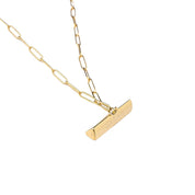 ENGRAVABLE T BAR NECKLACE best gold plated tarnish and water resistant piece by Irish Jewellery brand - Lynott Jewellery