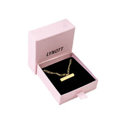 ENGRAVABLE T BAR NECKLACE best gold plated tarnish and water resistant piece by Irish Jewellery brand - Lynott Jewellery