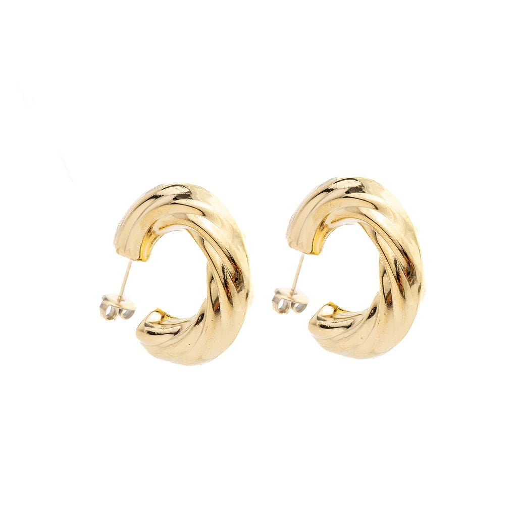 TWISTED HOOPS best gold plated tarnish and water resistant piece by Irish Jewellery brand - Lynott Jewellery
