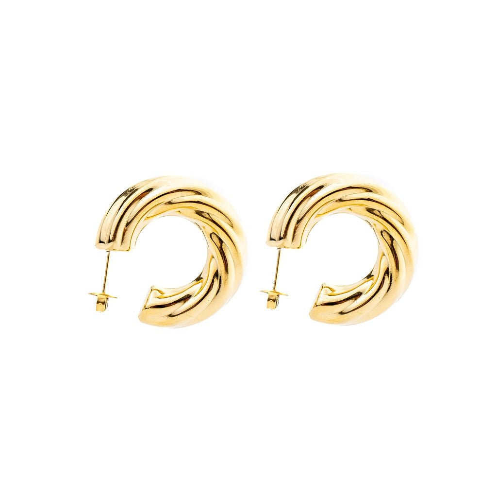 TWISTED HOOPS best gold plated tarnish and water resistant piece by Irish Jewellery brand - Lynott Jewellery