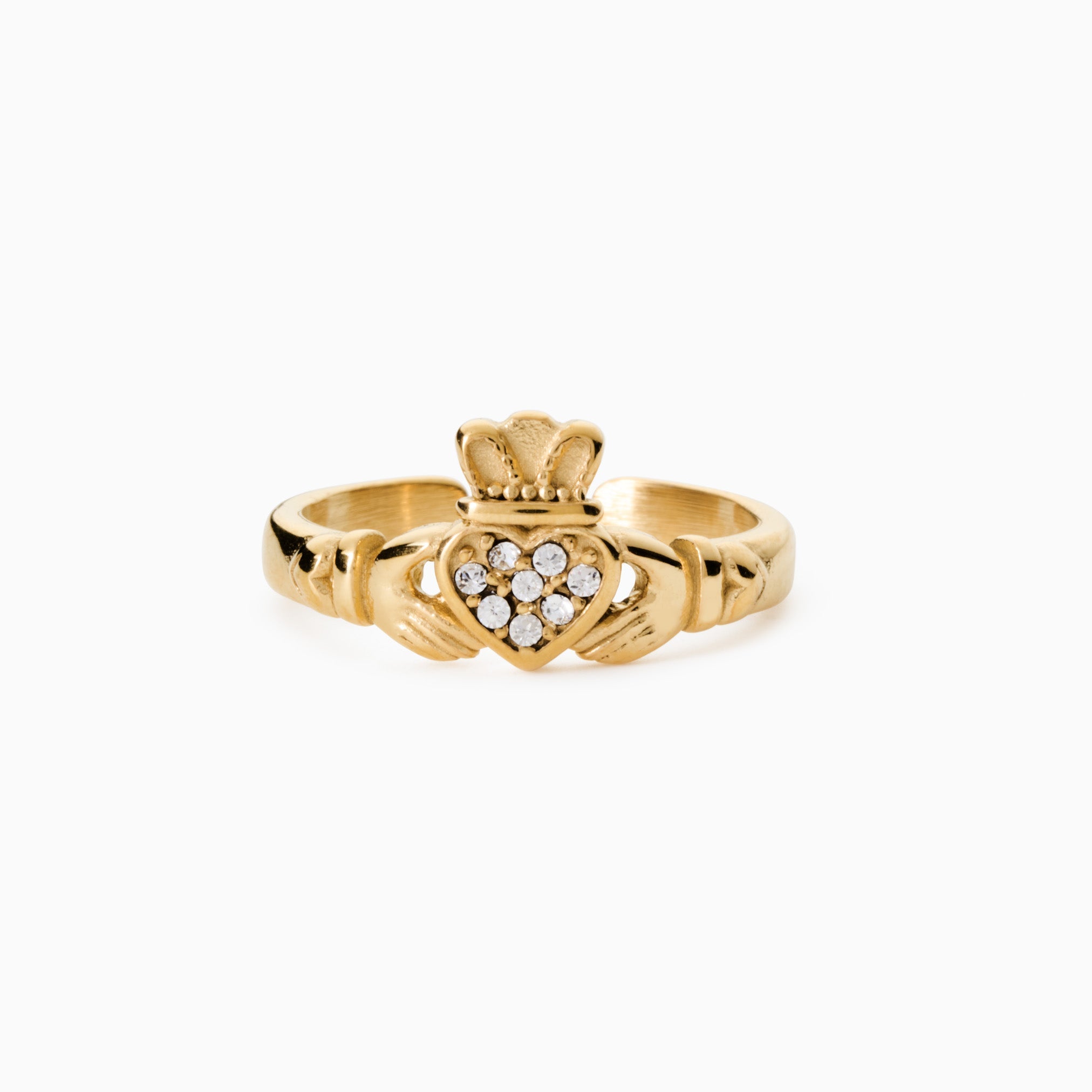 HEART CROWN ADJUSTABLE RING best gold plated tarnish and water resistant piece by - Lynott Jewellery