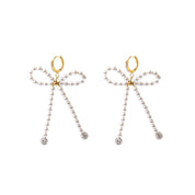 PEARL BOW EARRINGS best gold plated tarnish and water resistant piece by Irish Jewellery brand - Lynott Jewellery
